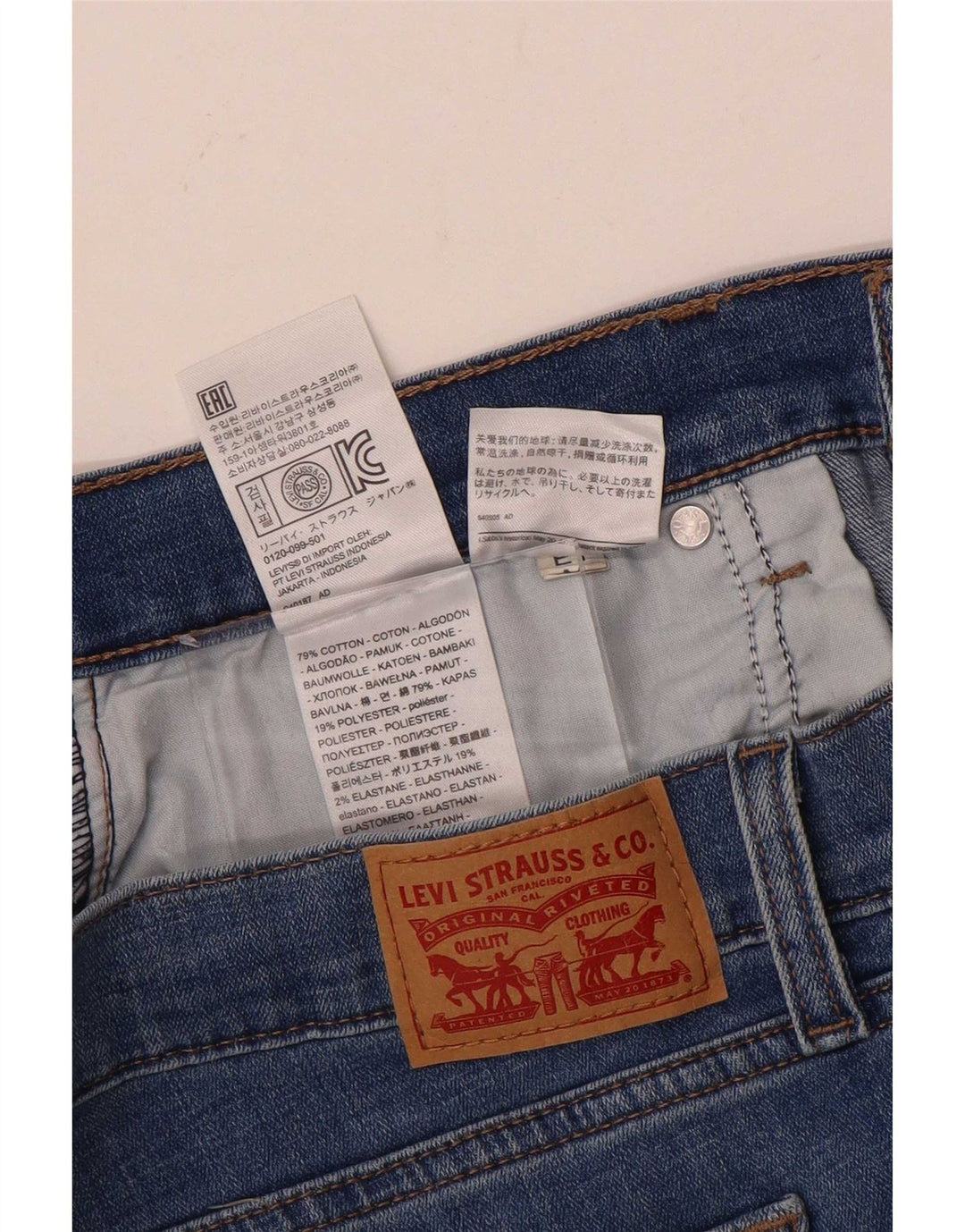 Levi's denimshorts til kvinder W30 mellemblå bomuld