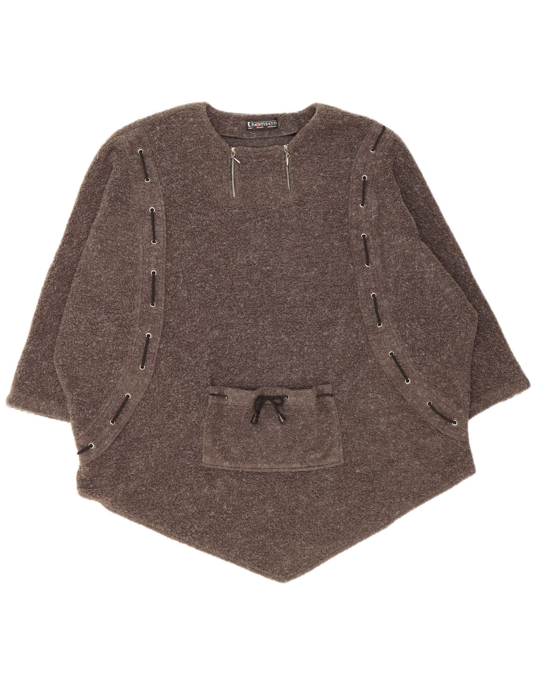 VINTAGE Dame Oversized Boat Neck Jumper Sweater UK 14 Medium Grey