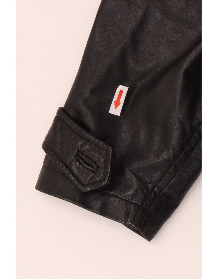 Vintage Dame Oversized Læderjakke UK 10 Small Black