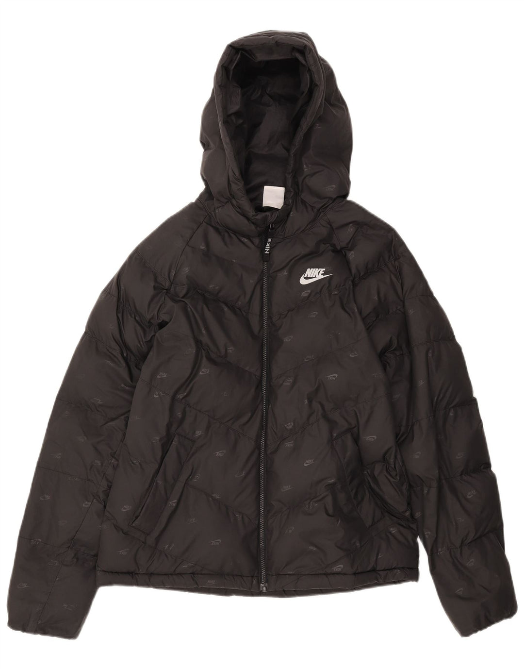 Nike drenge grafisk polstret hættejakke 13-14 år XL sort polyester