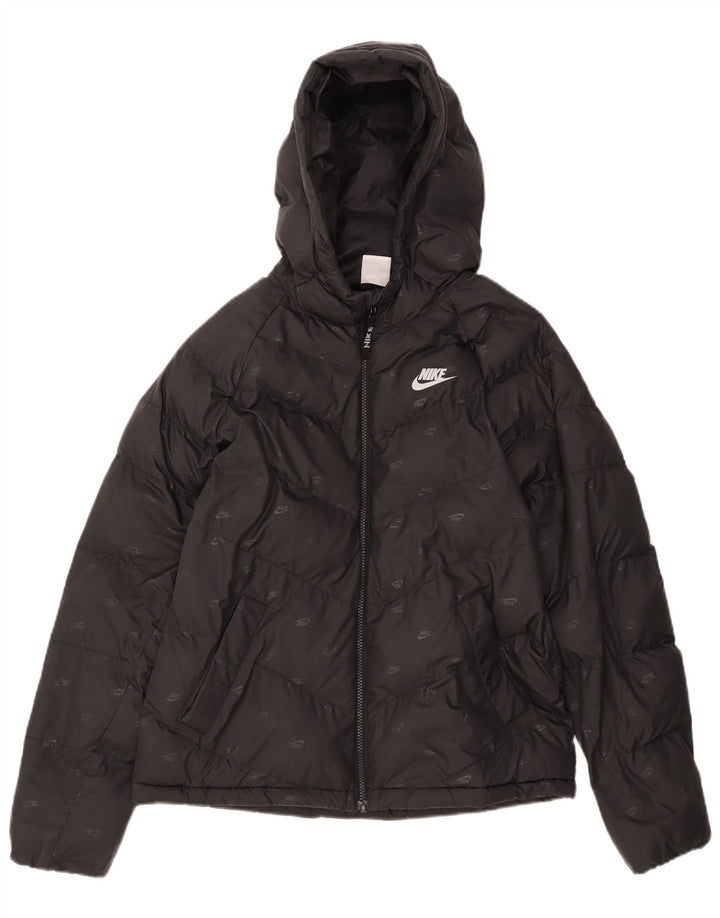 Nike drenge grafisk polstret hættejakke 13-14 år XL sort polyester