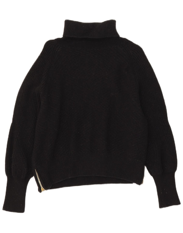 Barbour Dame Oversized Roll Neck Jumper Sweater UK 10 Small Black Bomuld