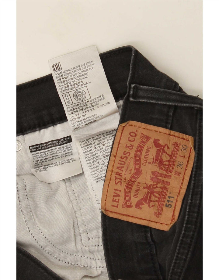 Levi's Herre 511 Slim Jeans W36 L30 Sort Bomuld