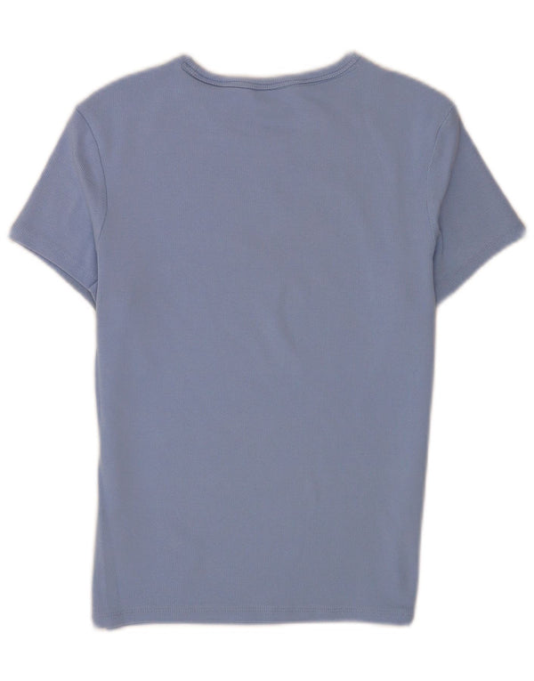 Tommy Hilfiger Dame Crop T-Shirt Top UK 12 Medium Blue Cotton