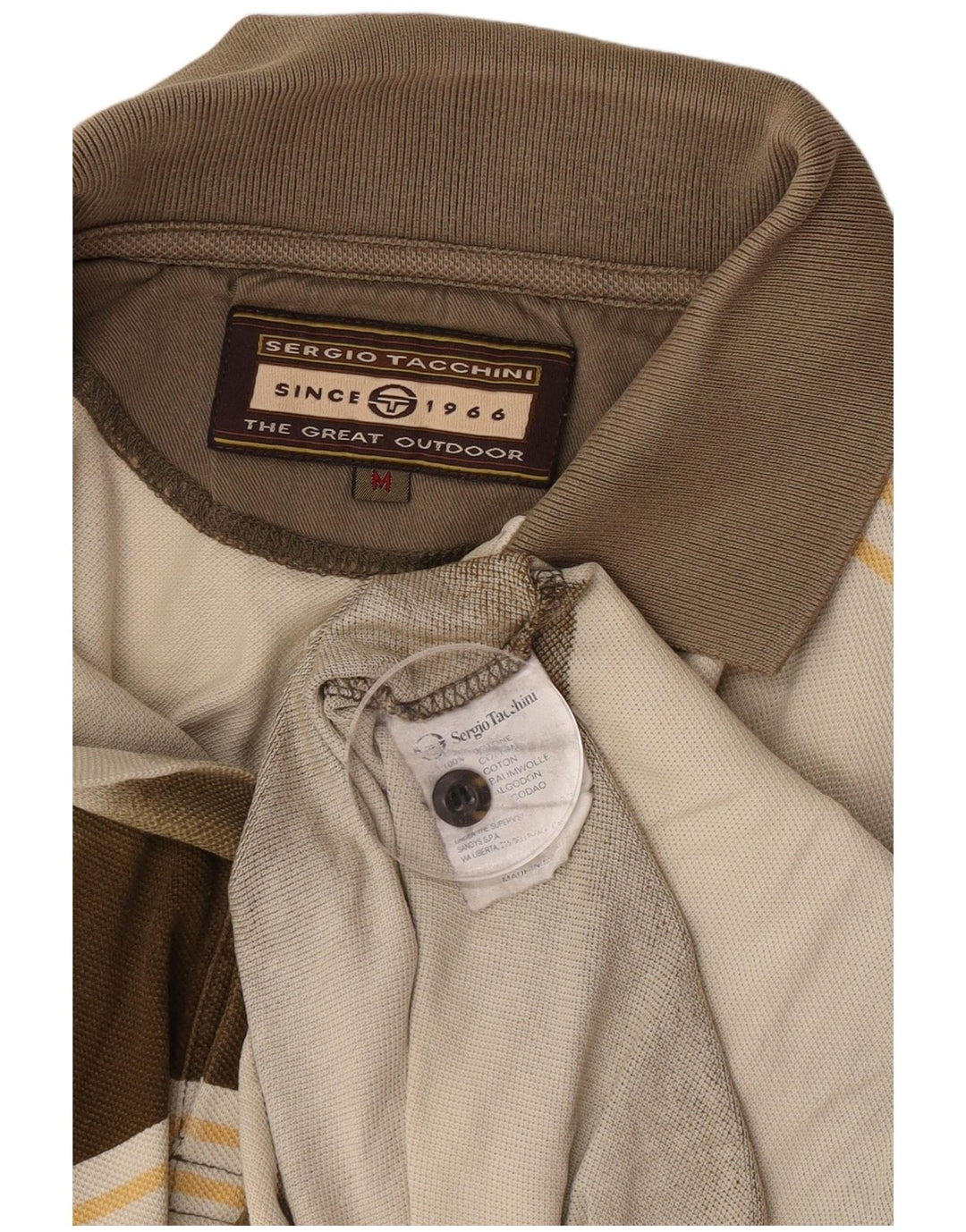 Sergio Tacchini herre poloshirt mellem brun stribet bomuld