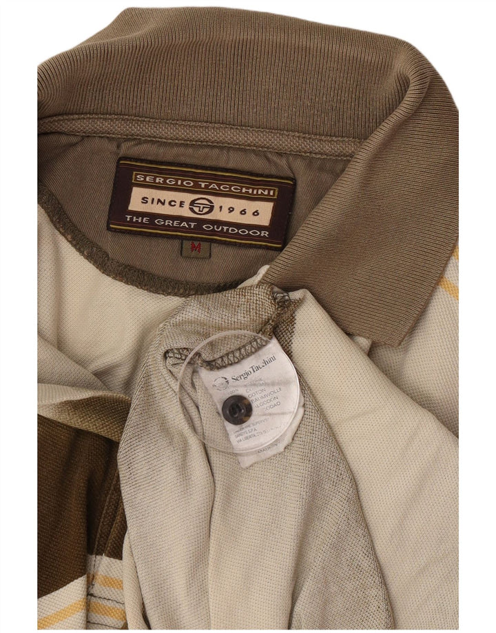 Sergio Tacchini herre poloshirt mellem brun stribet bomuld