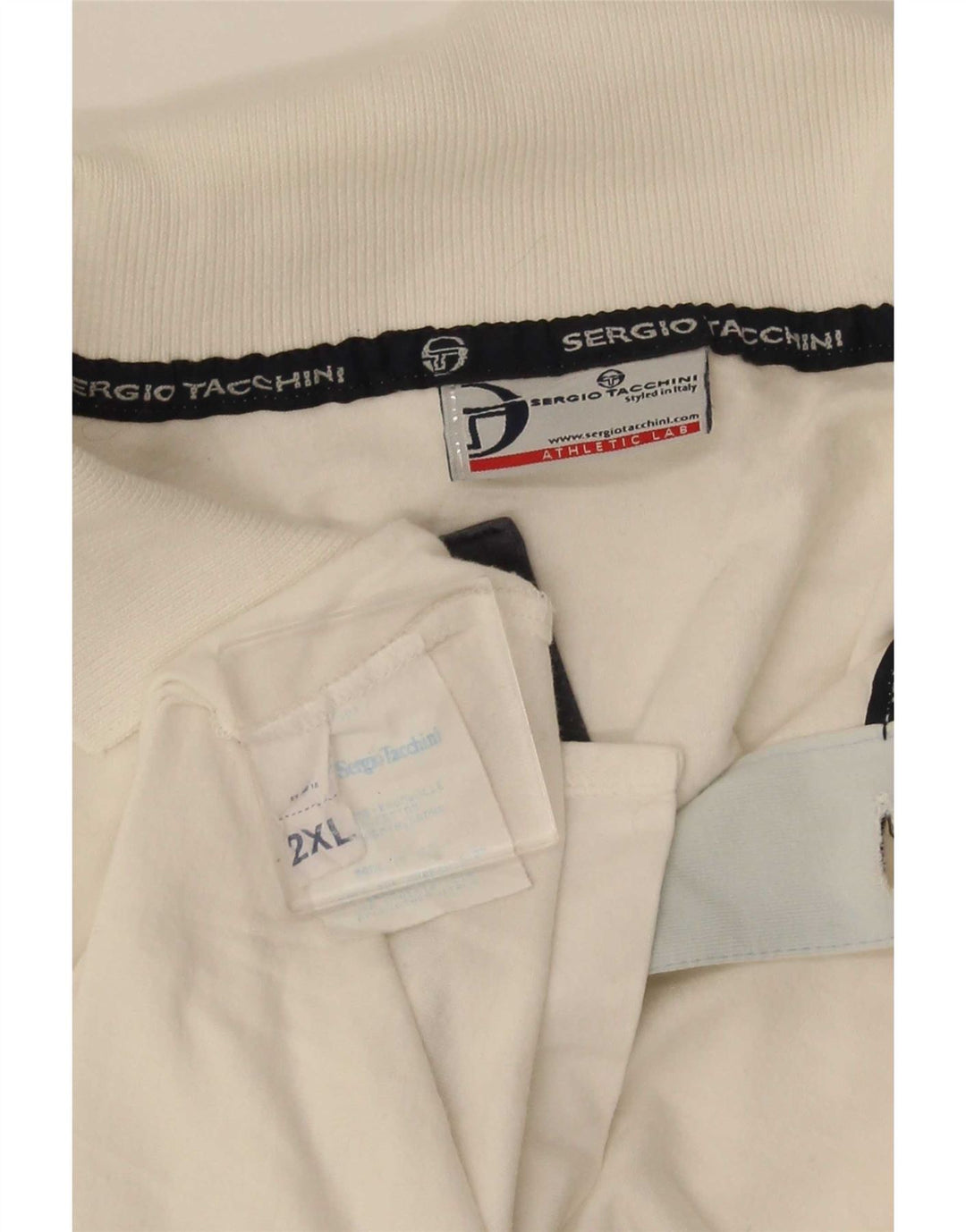 Sergio Tacchini Polo Shirt til mænd 2XL Hvid Colourblock Bomuld