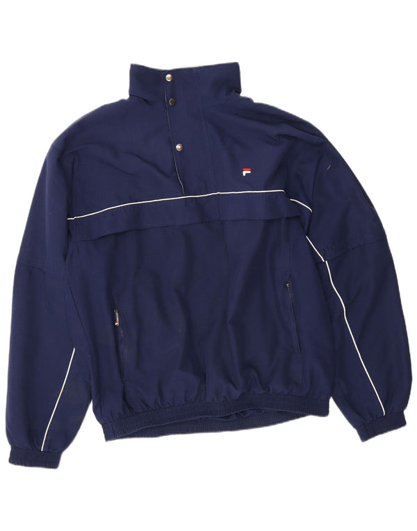 Fila Herre Pullover Windbreaker Jacket UK 38 Medium Navy Blue Polyester