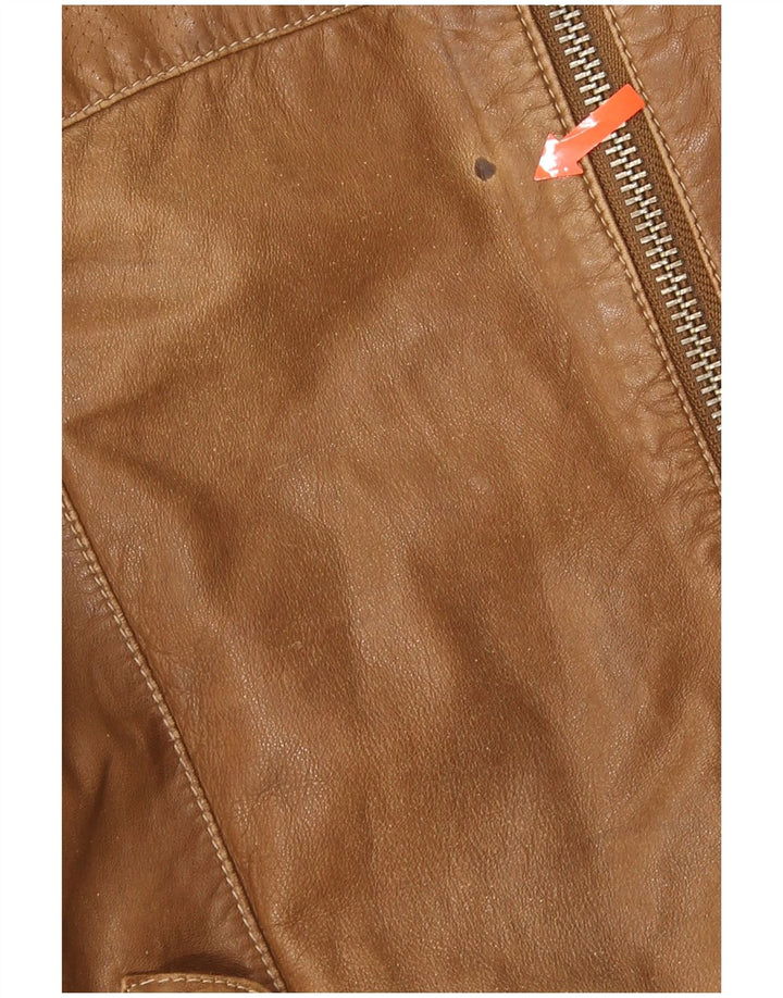 Trussardi Jeans Herre Læderjakke UK 38 Medium Brun Læder