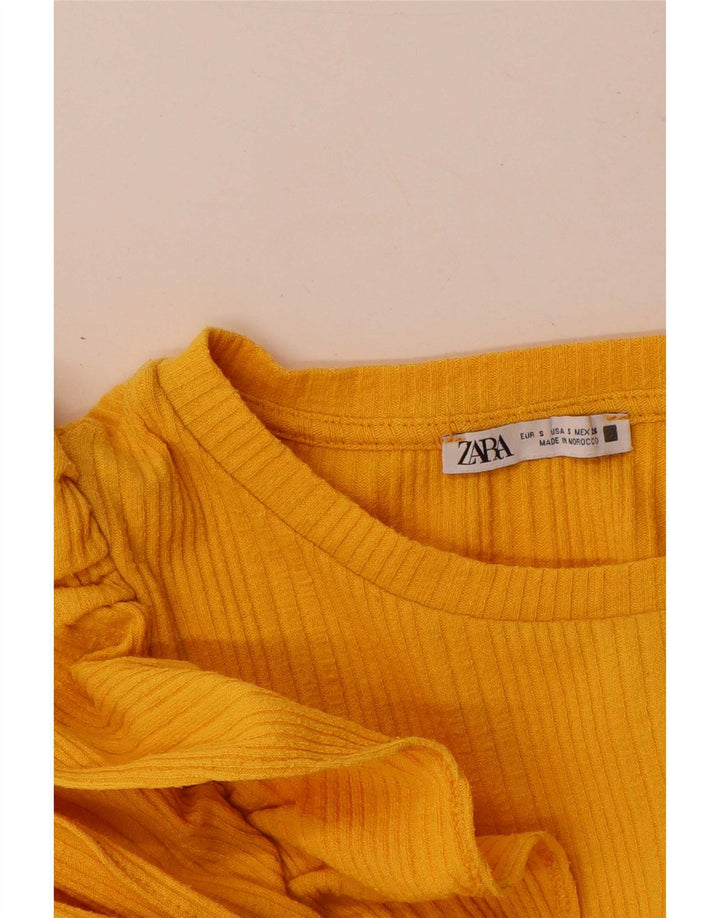 Zara Dame Bluse Top UK 10 Lille Gul