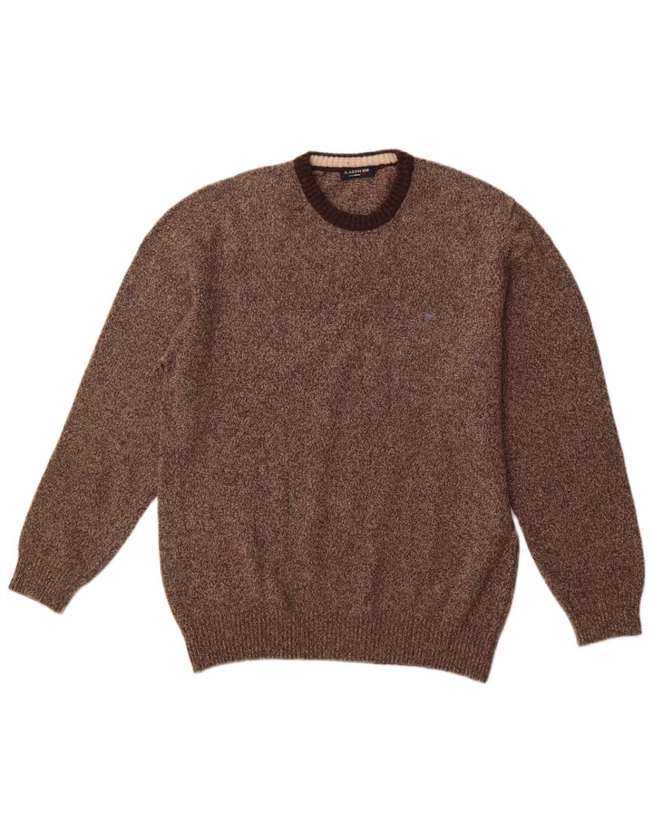 IL GRANCHIO Dame sweater med rund hals DK 22 3XL Brun Flecked Uld