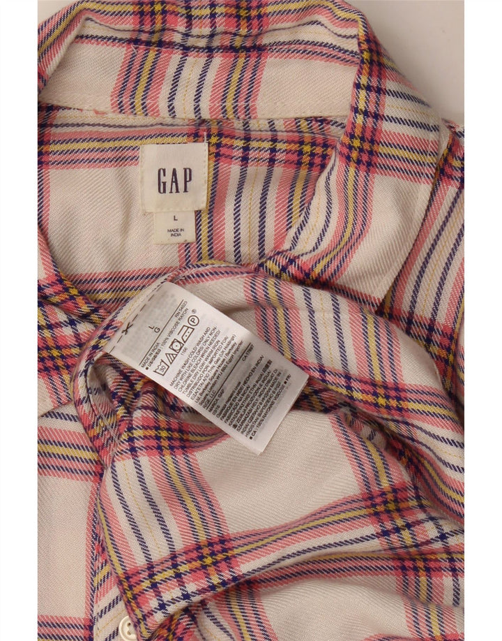 GAP Dame Flanell Shirt UK 16 Stor Beige Ternet Rayon