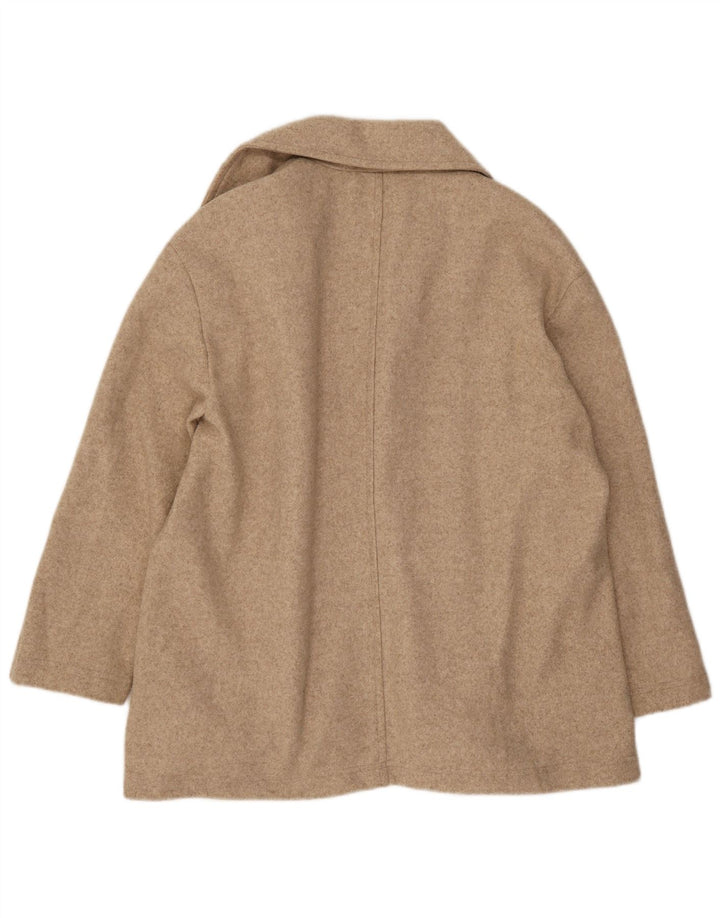 Zara Womens Open Oversized Overfrakke UK 10 Small Beige Polyester