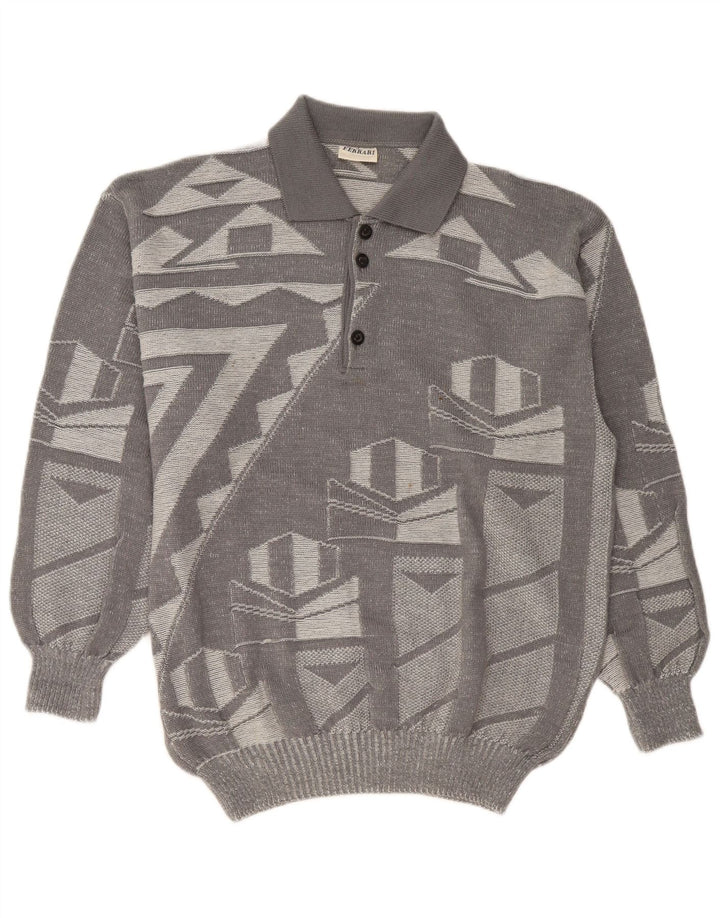 Ferrari Herre Polo Neck Jumper Sweater XL Grå Geometrisk Uld