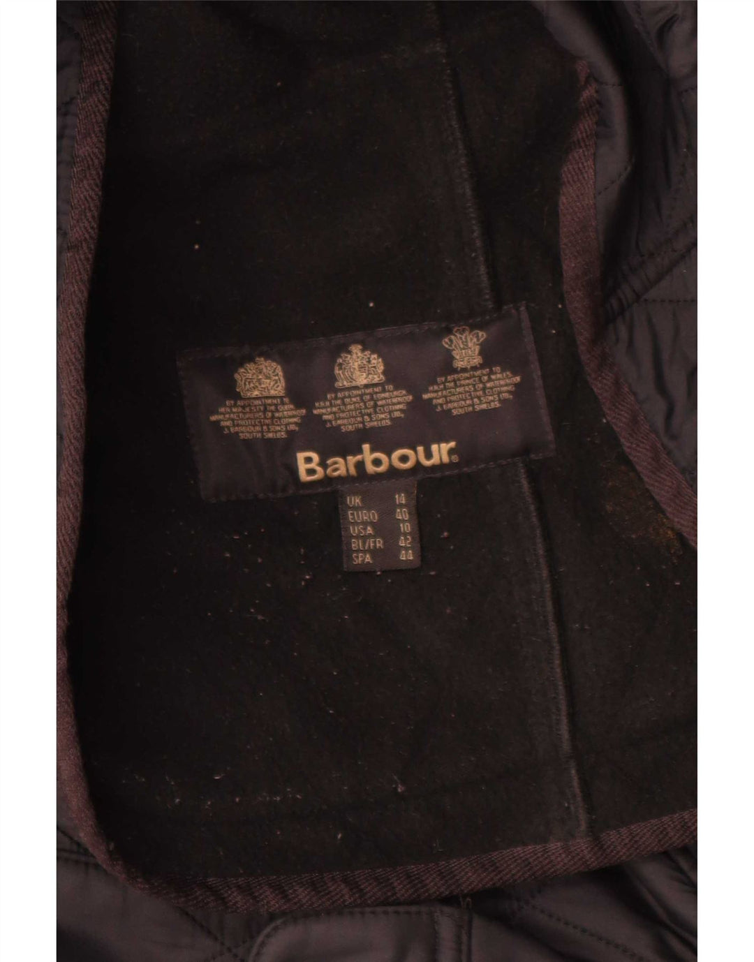 Barbour Quiltet jakke til kvinder UK 14 Large Sort