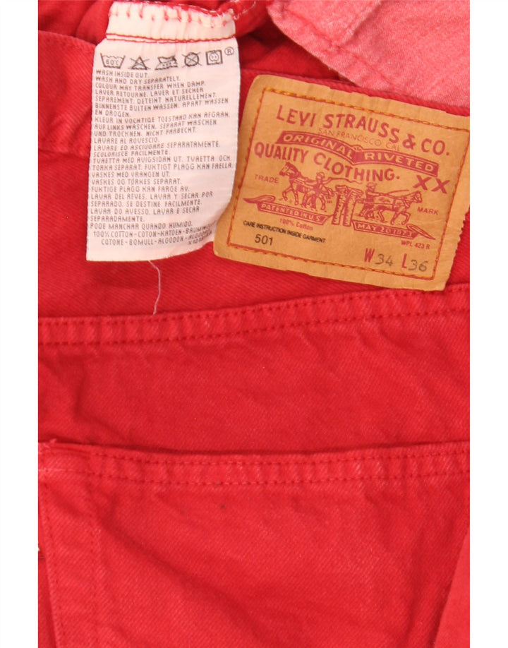 Levi's Herre 501 lige jeans W34 L31 rød bomuld