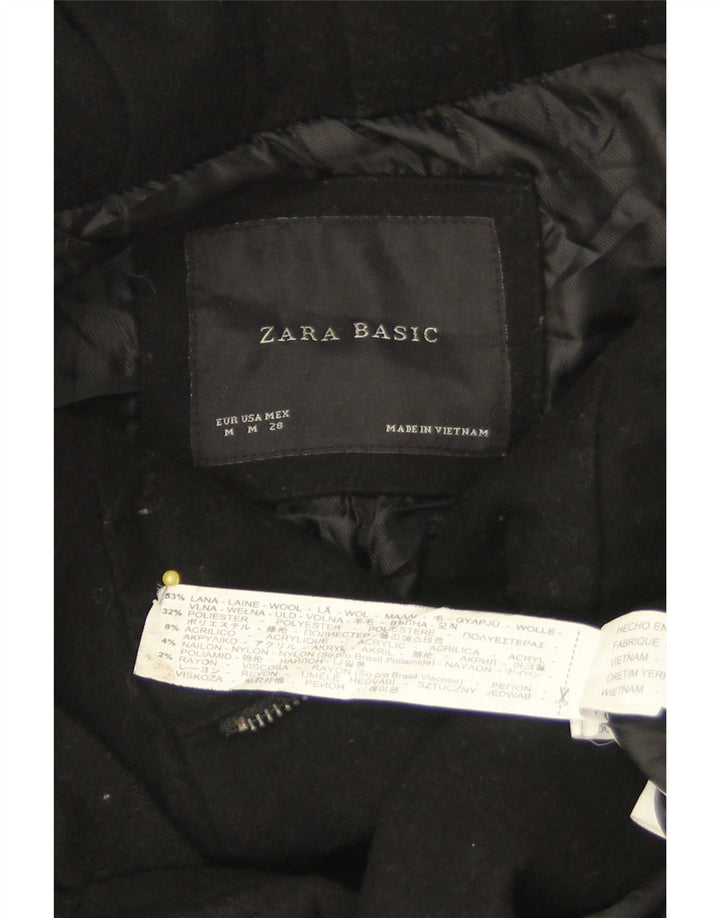 Zara Trench Coat til kvinder UK 12 Medium Sort Uld
