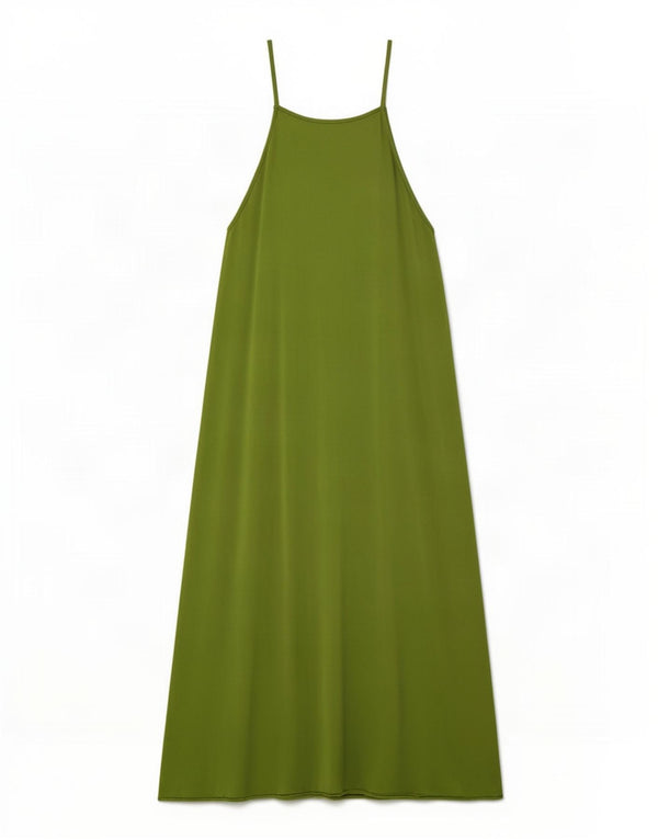 Zara Womens Sleeveless Maxi Dress UK 12 Medium Green Viscose