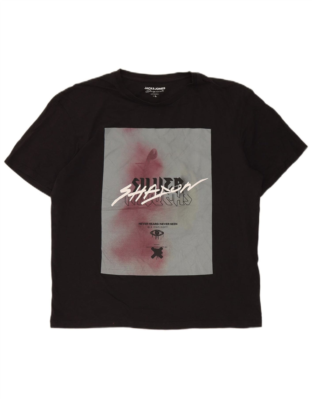 JACK & JONES Herre grafisk T-shirt Top Stor sort bomuld