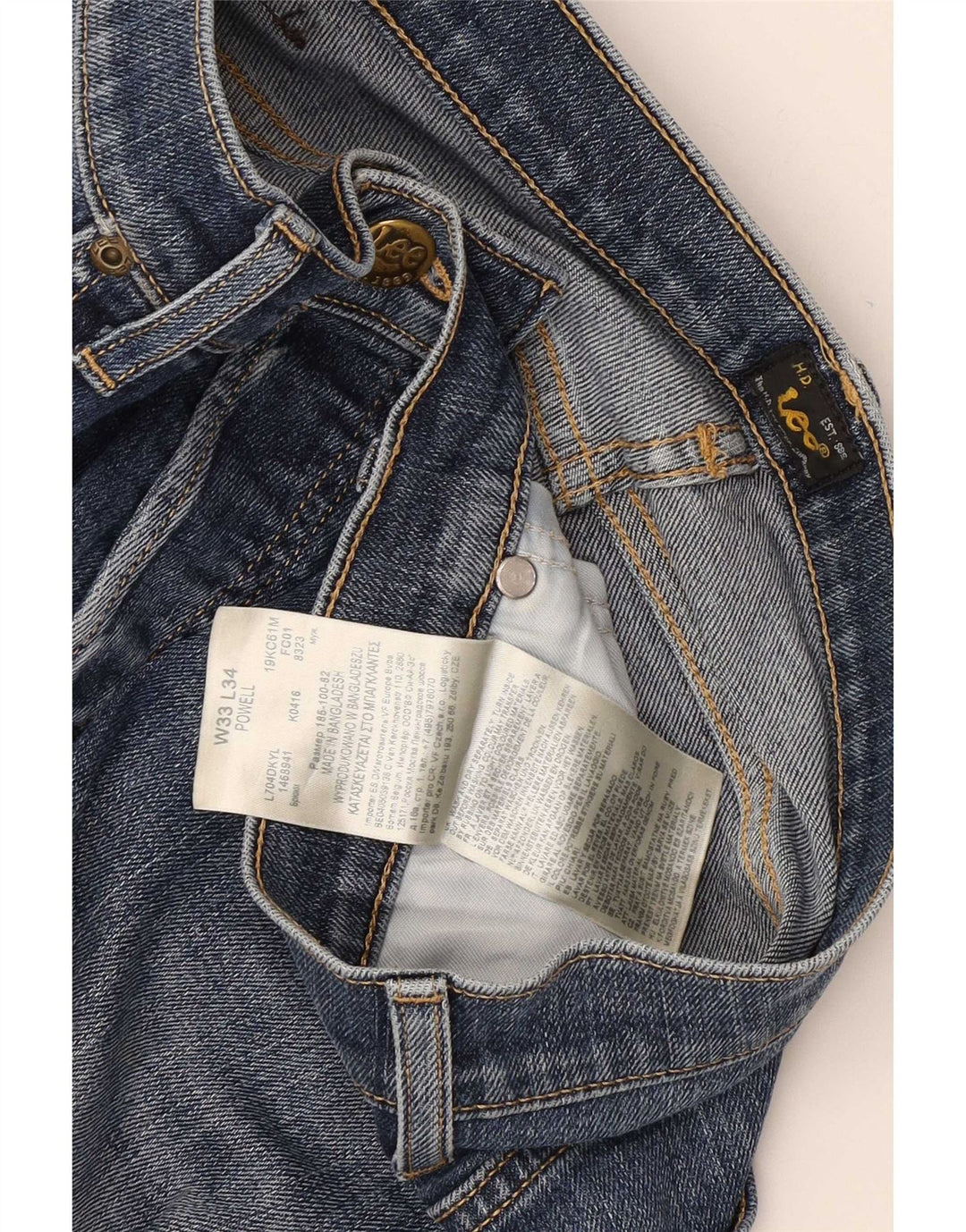 Lee Mens Powell Distressed Slim Jeans W33 L34 Blå Bomuld