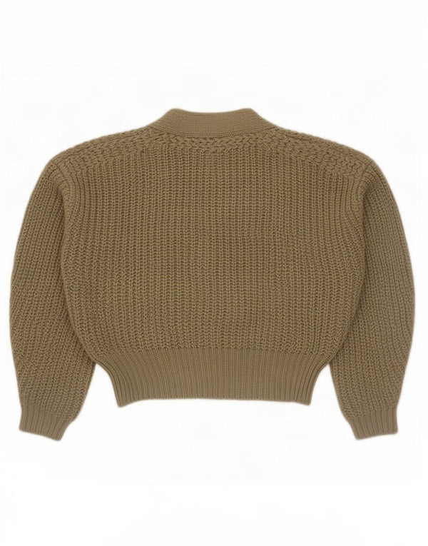 Zara Womens Oversized Crop Wrap Cardigan Sweater UK 14 Medium Khaki Acryl