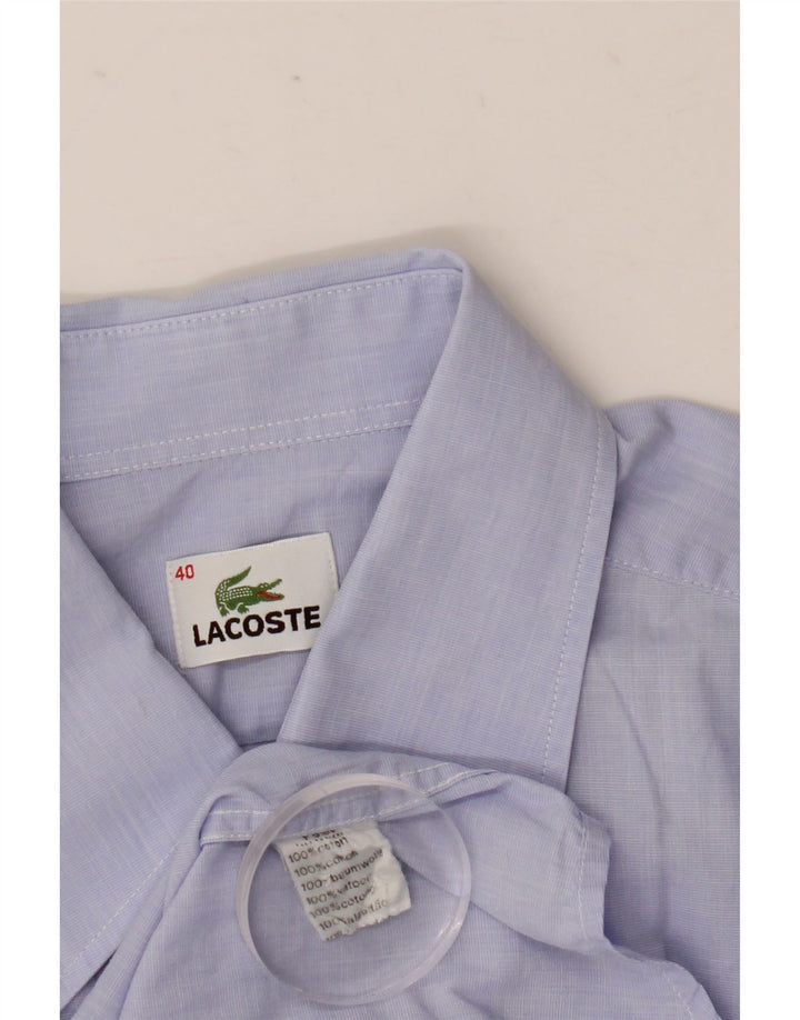 Lacoste Kortærmet Herreskjorte Størrelse 40 Medium Blå Bomuld