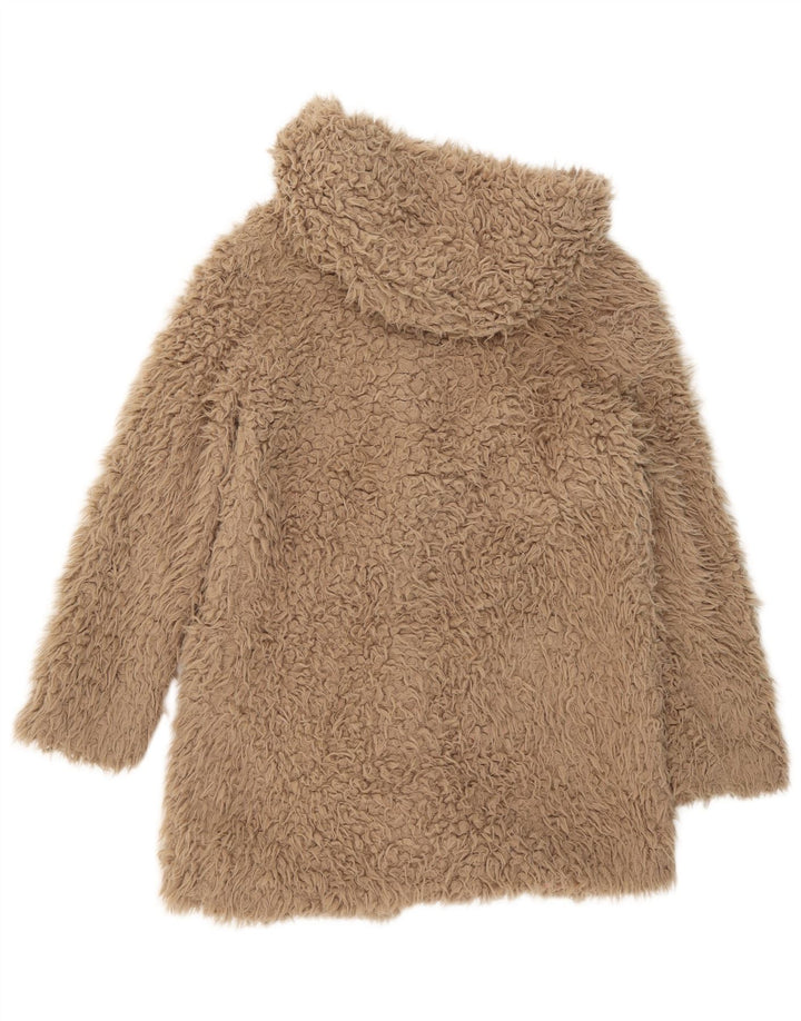 Zara Dame Teddy Bear Overfrakke UK 14 Medium Brun Polyester