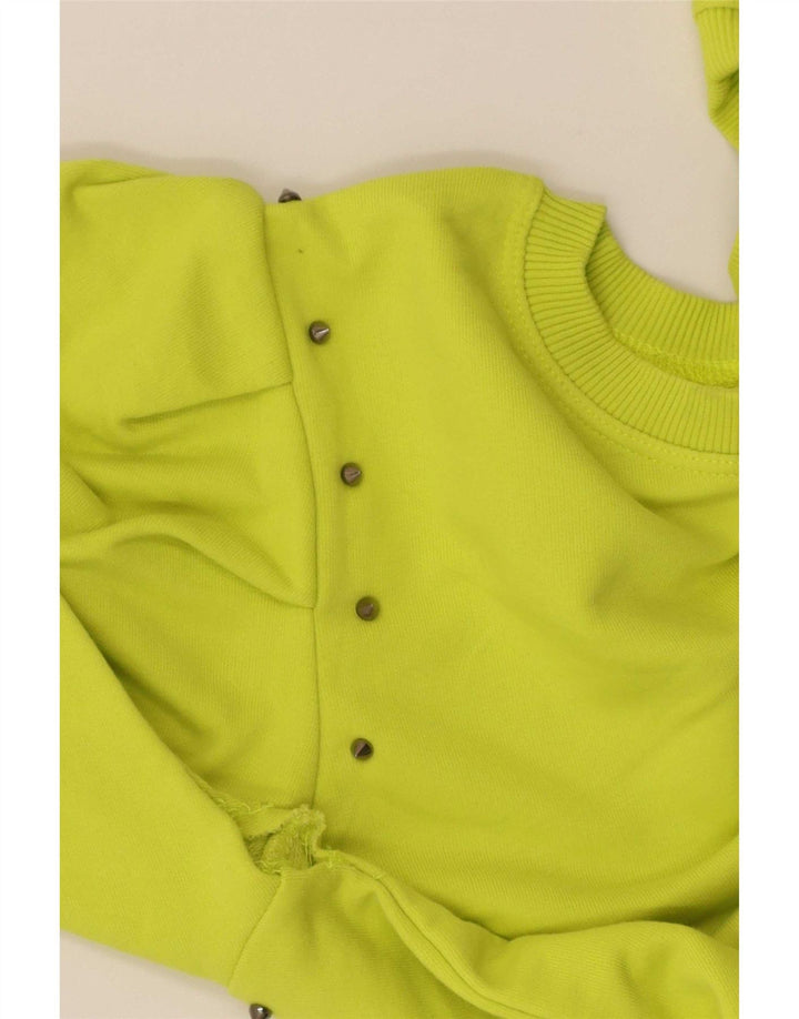 Zara Womens Crop Sweatshirt Jumper UK 14 Medium Green Bomuld