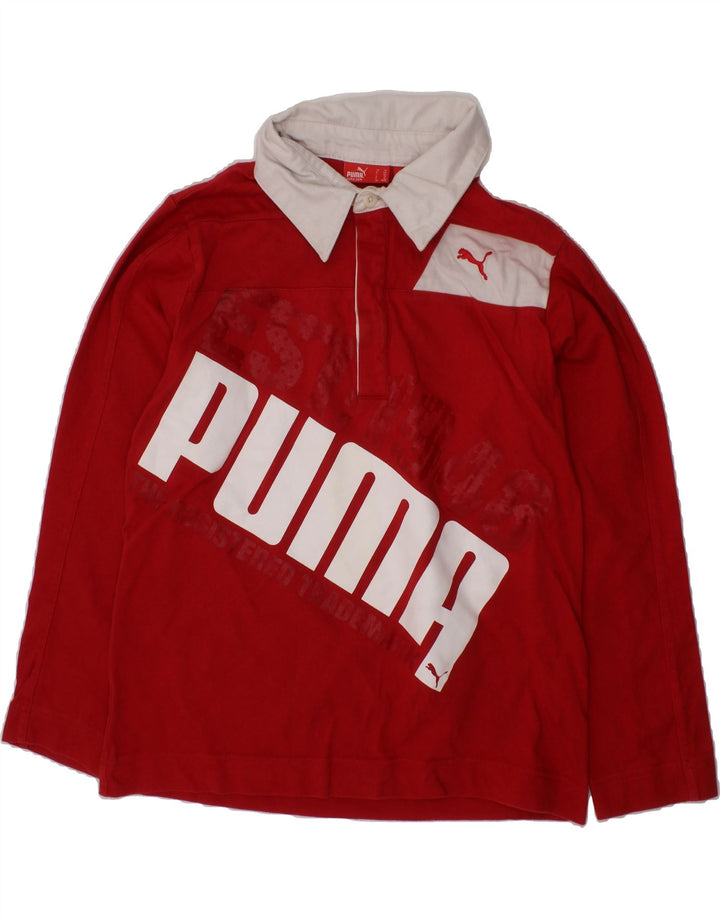 PUMA Boys Graphic Long Sleeve Polo Shirt 9-10 Years Red Vintage Puma and Second-Hand Puma from Messina Hembry 