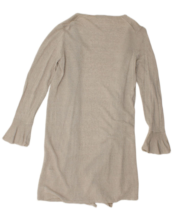 Marks & Spencer Dame Longline Cardigan Sweater UK 12 Medium Beige Linen