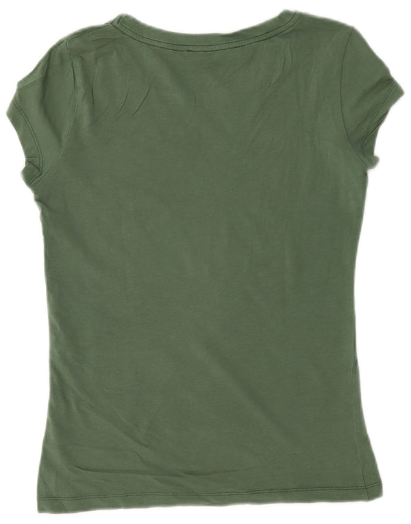 Liu Jo Grafisk T-shirt top til kvinder UK 6 XS Grøn bomuld