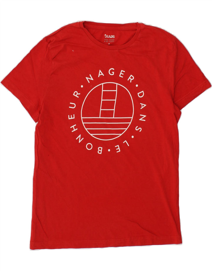 JULES Mens Graphic T-Shirt Top Medium Red Cotton Vintage Jules and Second-Hand Jules from Messina Hembry 