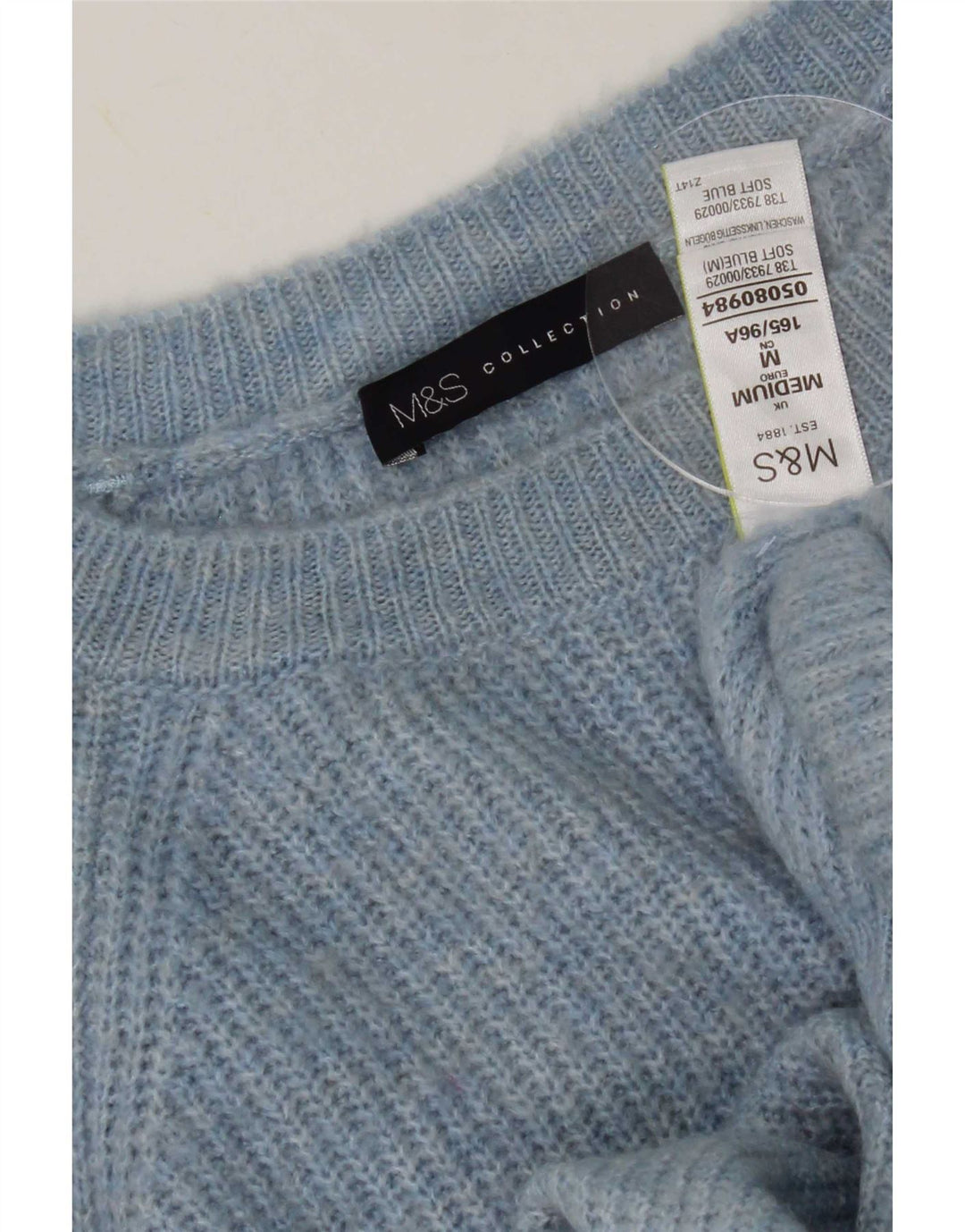 Marks & Spencer Dame Boat Neck Jumper Sweater UK 14 Medium Blue Spotted