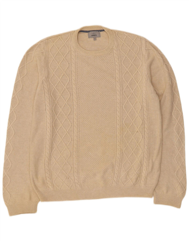 Marks & Spencer herre skræddersyet pasform rund hals sweater stor beige