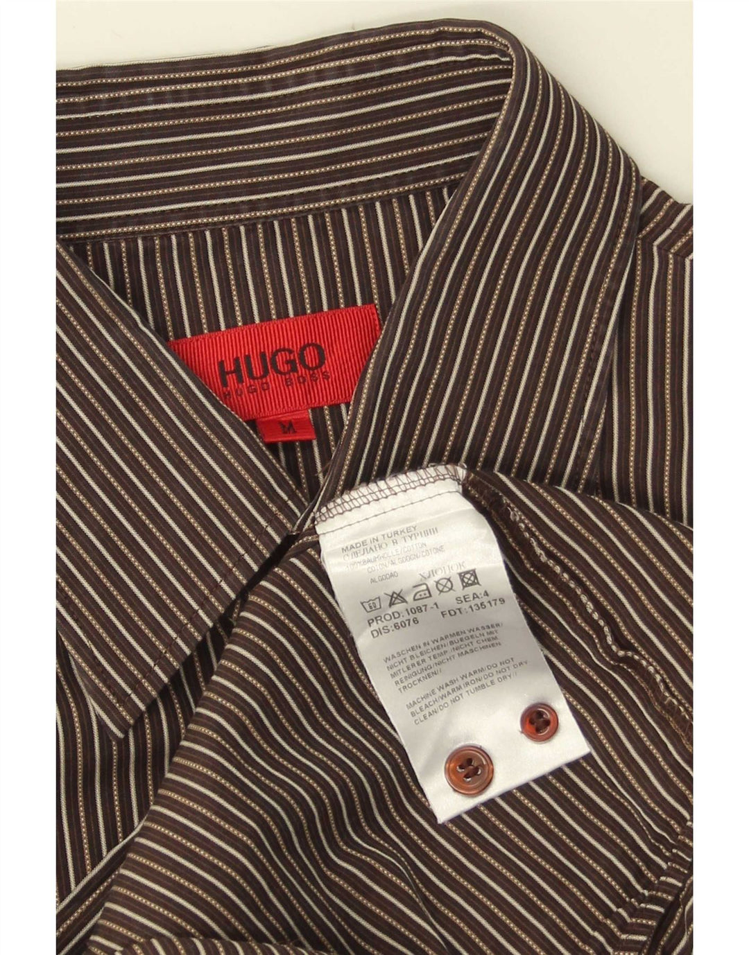 Hugo Boss herreskjorte medium brun nålestribet bomuld