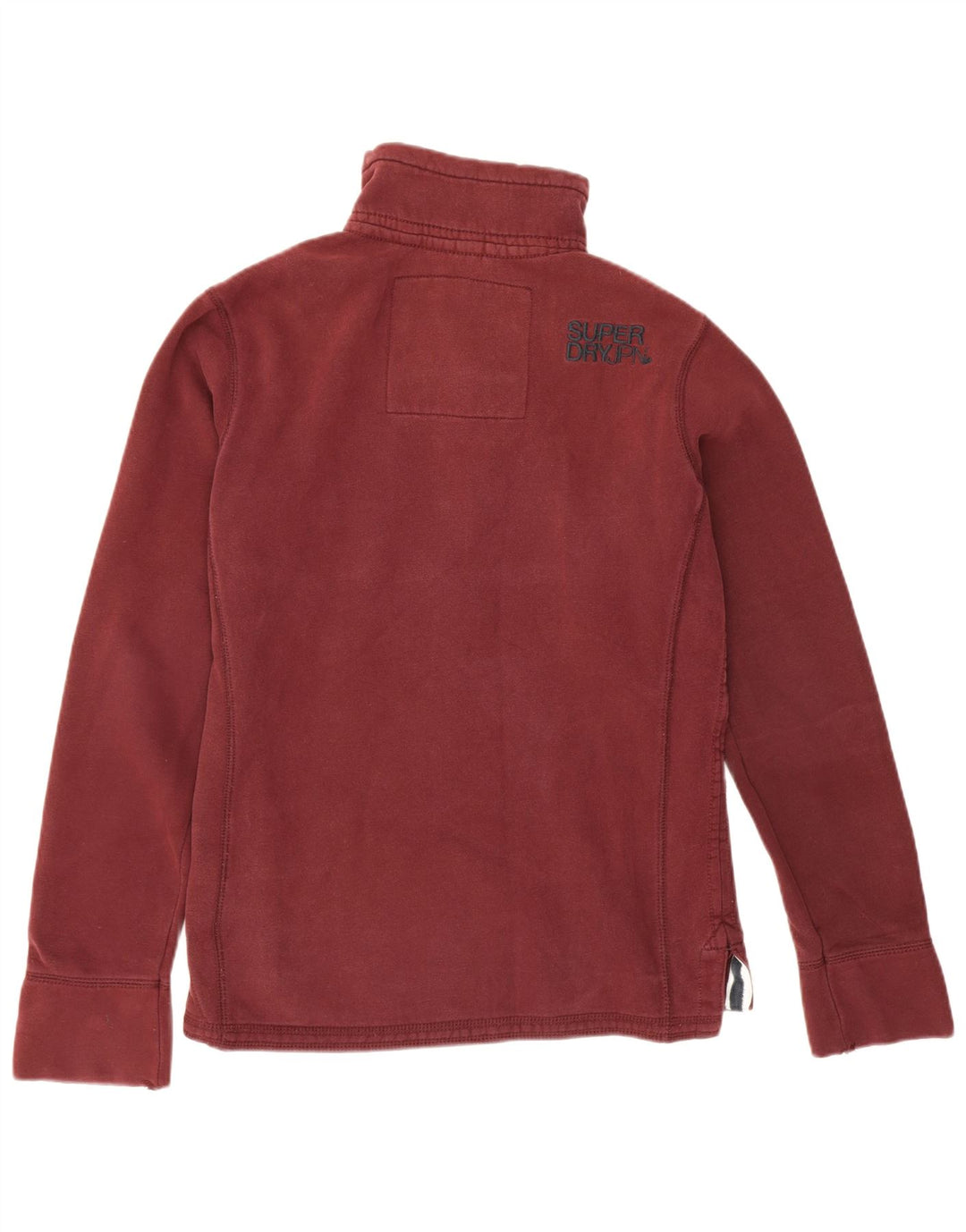 Superdry Herre Button Neck Sweatshirt Jumper Medium Bourgogne bomuld