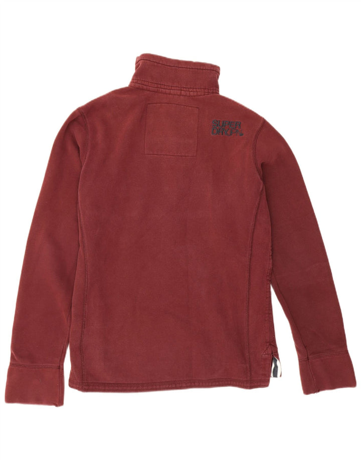 Superdry Herre Button Neck Sweatshirt Jumper Medium Bourgogne bomuld