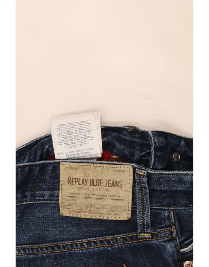 Replay Straight Jeans til mænd W32 L32 Marineblå Bomuld