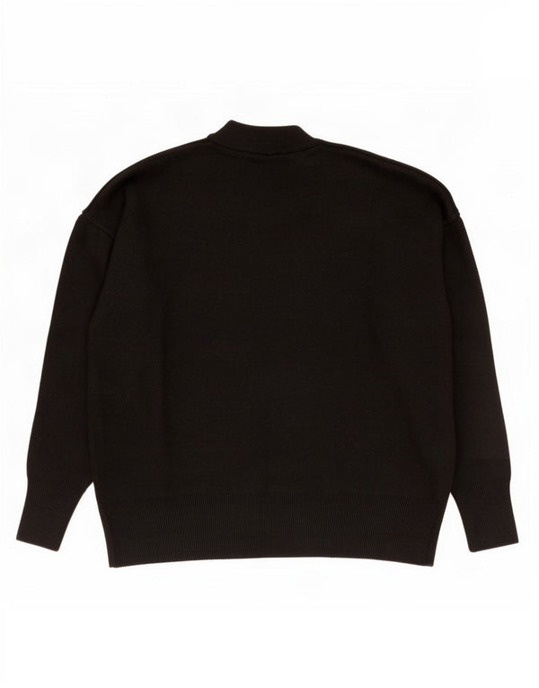 Zara Womens Oversized Crew Neck Jumper Sweater UK 14 Medium Black Viscose