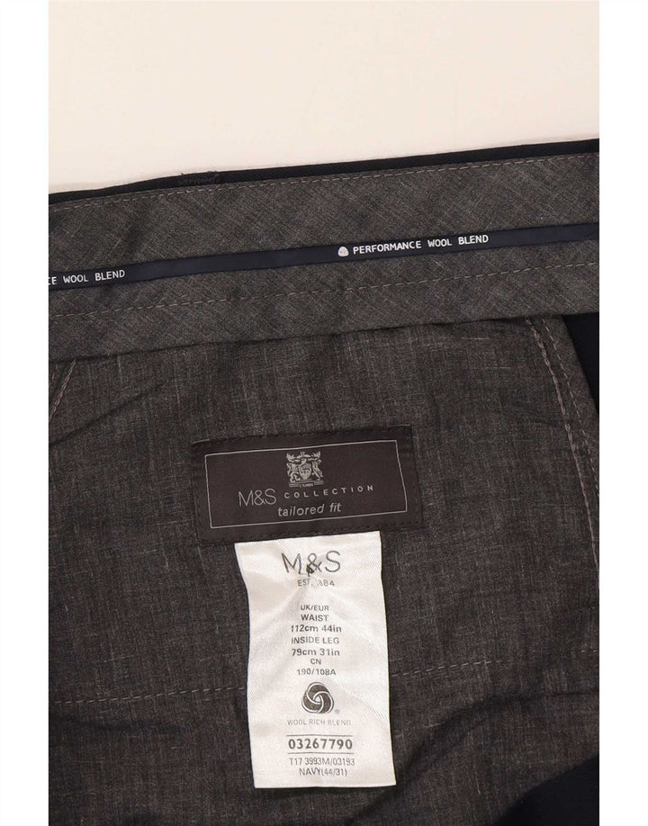 Marks & Spencer Herre skræddersyede jakkesætsbukser W44 L31 Marineblå uld