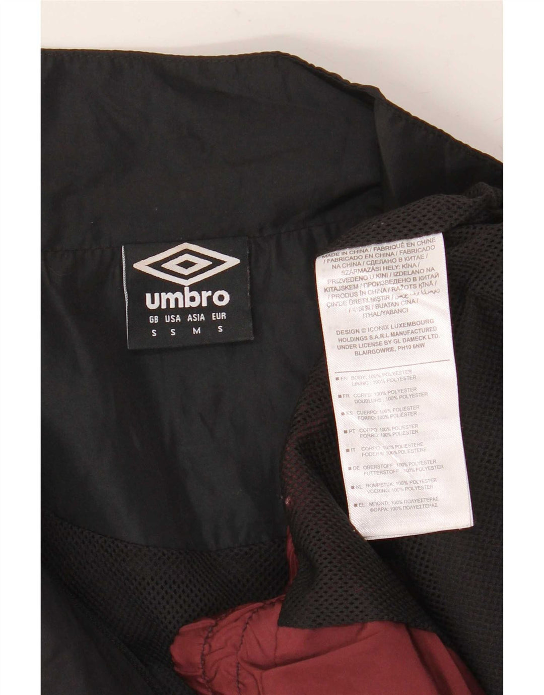 Umbro Herre grafisk træningsdragt Top jakke Small Maroon Colourblock Polyester