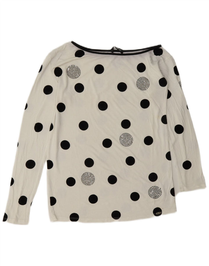 Liu Jo Dame Top Langærmet IT 42 Medium White Polka Dot Viscose