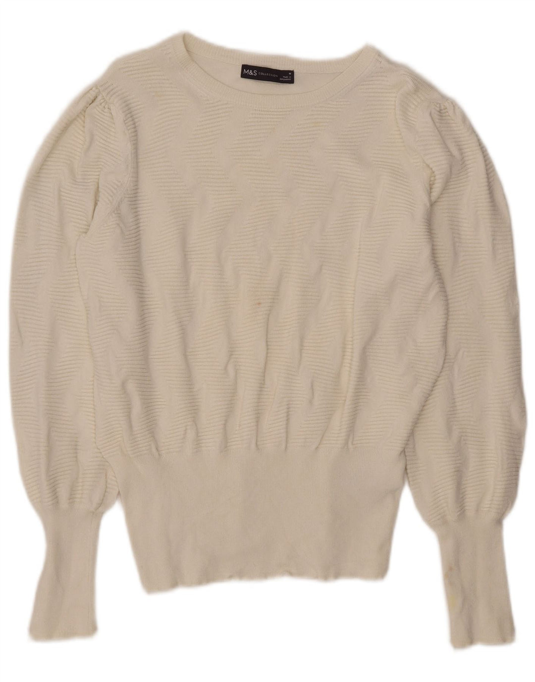 Marks & Spencer Dame Boat Neck Jumper Sweater UK 12 Medium Off White