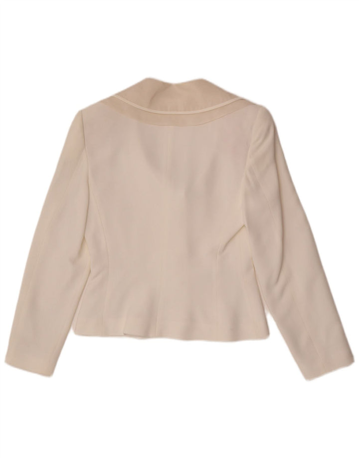 Byblos Dame 3 Button Blazer Jacket IT 42 Medium White Acetate
