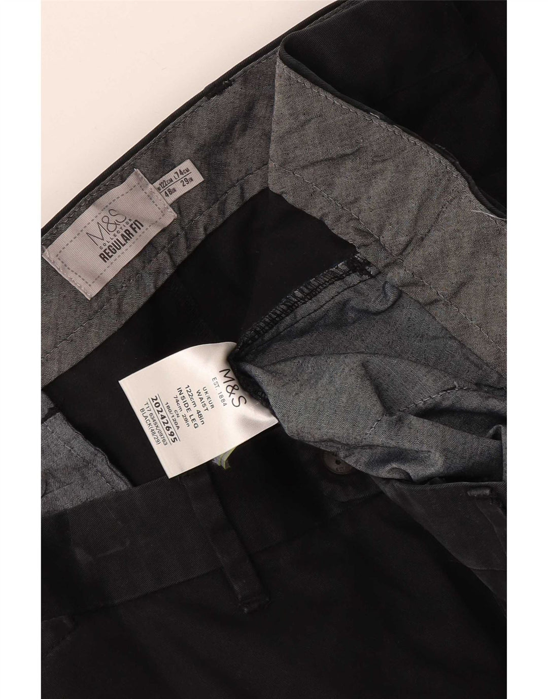 Marks & Spencer Herre Regular Fit Chino Shorts W48 4XL Sort Bomuld