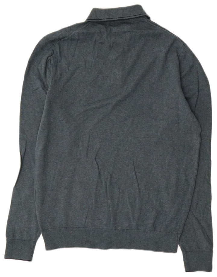 Marks & Spencer Herre Polo Neck Jumper Sweater Medium Grøn Bomuld