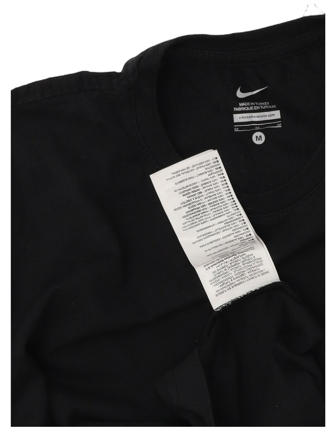 Nike Dame T-Shirt Top UK 12 Medium Sort Bomuld