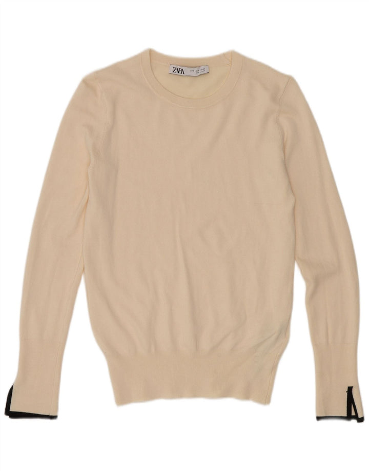 Zara Dame sweater med rund hals DK 8 Small Off White Viscose