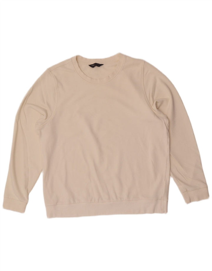 Marks & Spencer Dame Sweatshirt Jumper UK 18 XL Hvid Bomuld