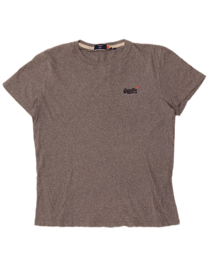 Superdry T-shirt top til mænd, stor grå flækket bomuld